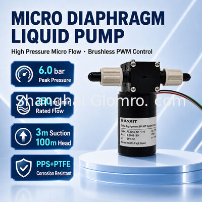 BAXIT DC12V 24V Micro Brushless Diaphragm Pump PL8060-NF1.10 PWM Speed Control Corrosion Resistant Mini Liquid Pump